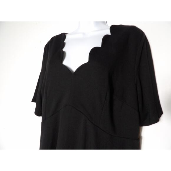 Eloquii Blouse Top 18 Black Scalloped Neck Short Sleeve Career Office Rayon NWT - Picture 4 of 12